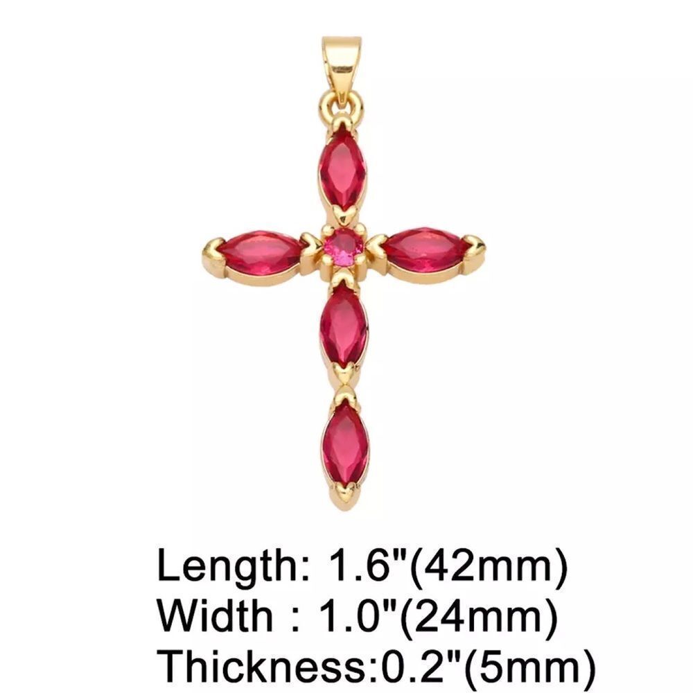 💎03💎 2.7 ct Longwin Crystal Goldtone‎ Cross Pendant KindLuxuries